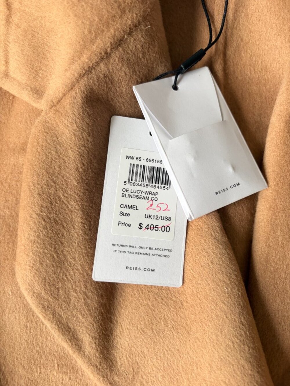 NWT Reiss Lucy Camel Coat Size 8 - Picture 5 of 6